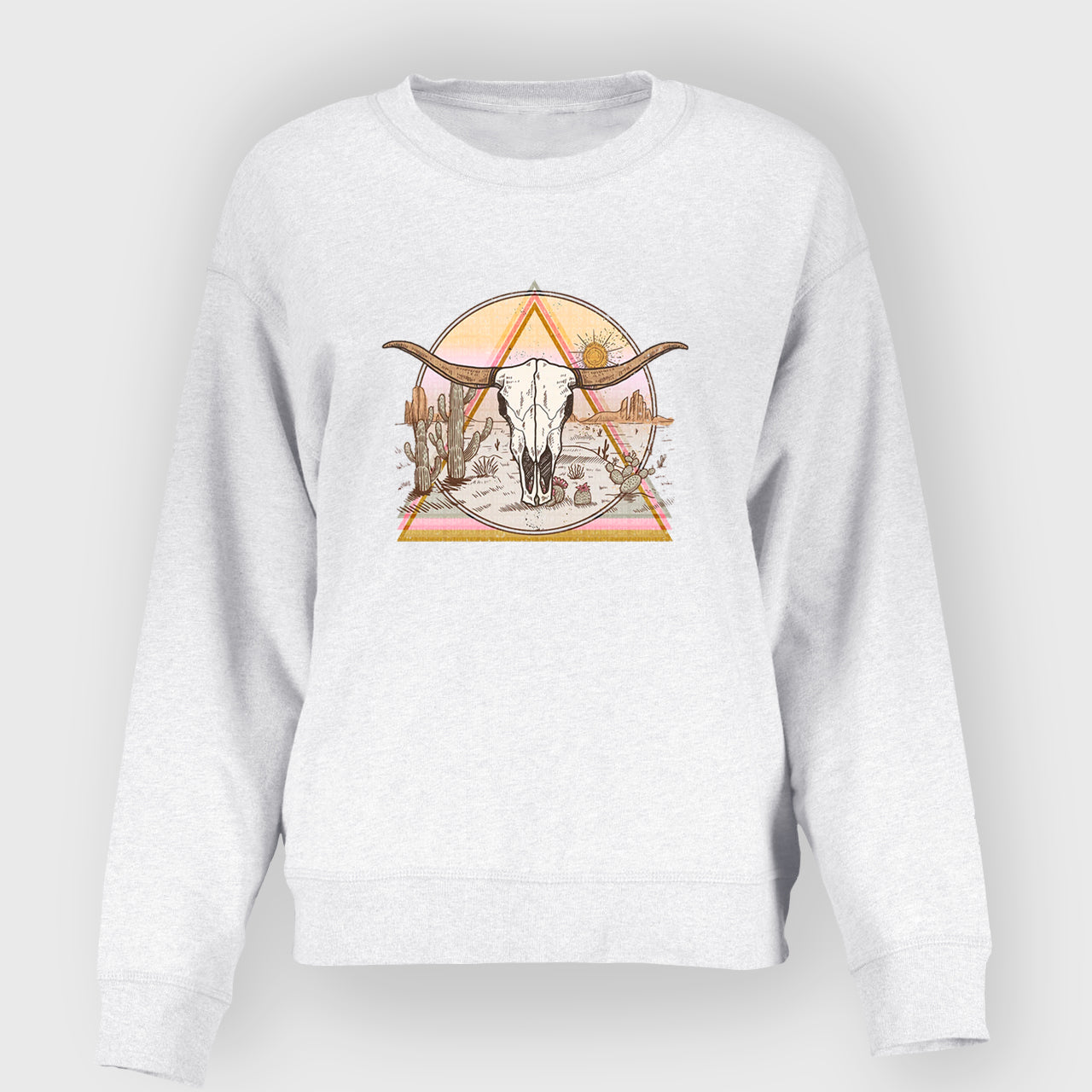 Mysterious Triangular Cow Skull Desert Sweatshirt
