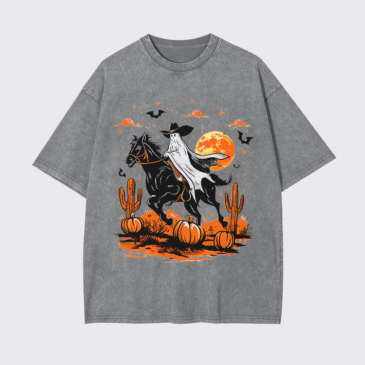 Retro Halloween Ghost Rider Garment-dye Tees