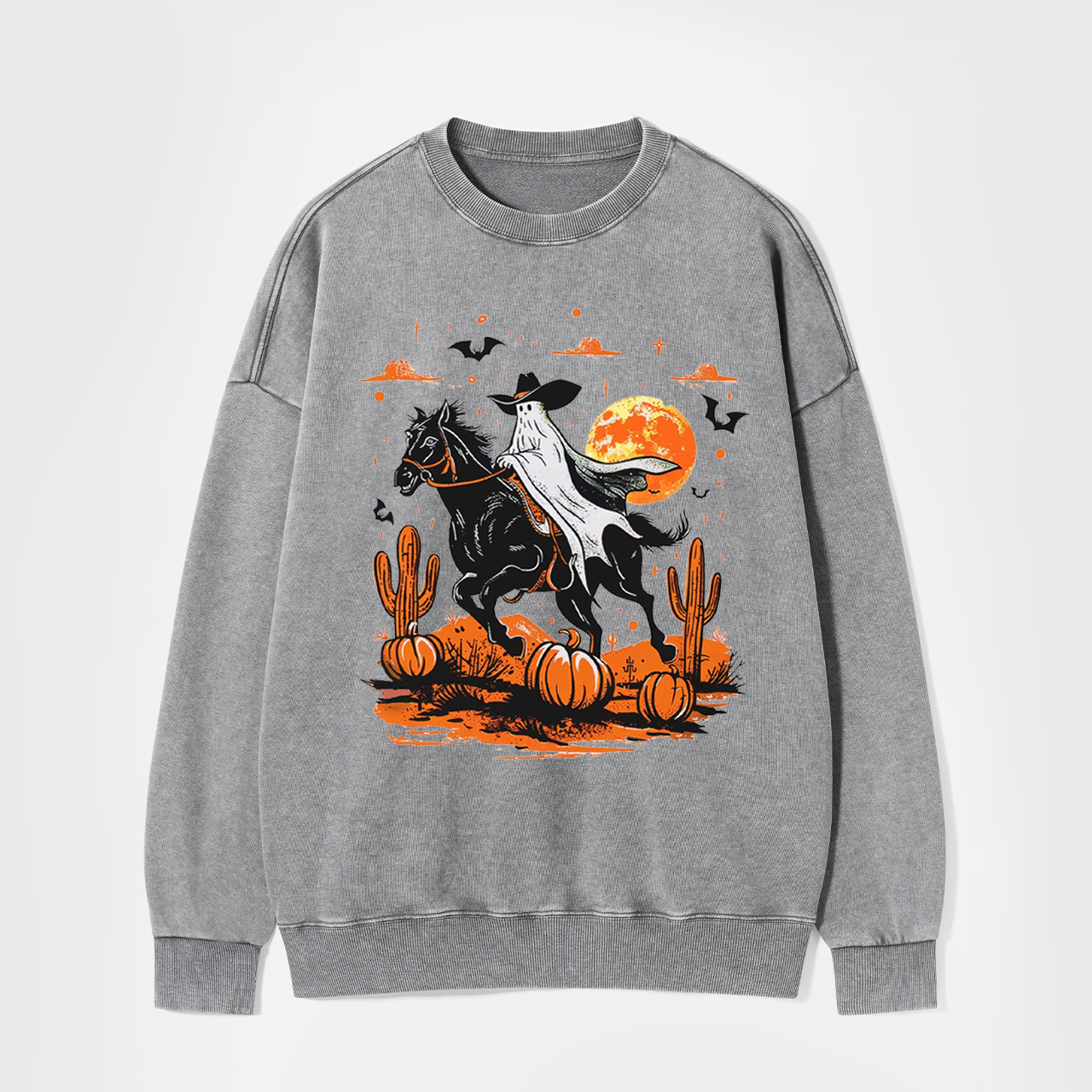Retro Halloween Ghost Rider Washed Sweatshirts