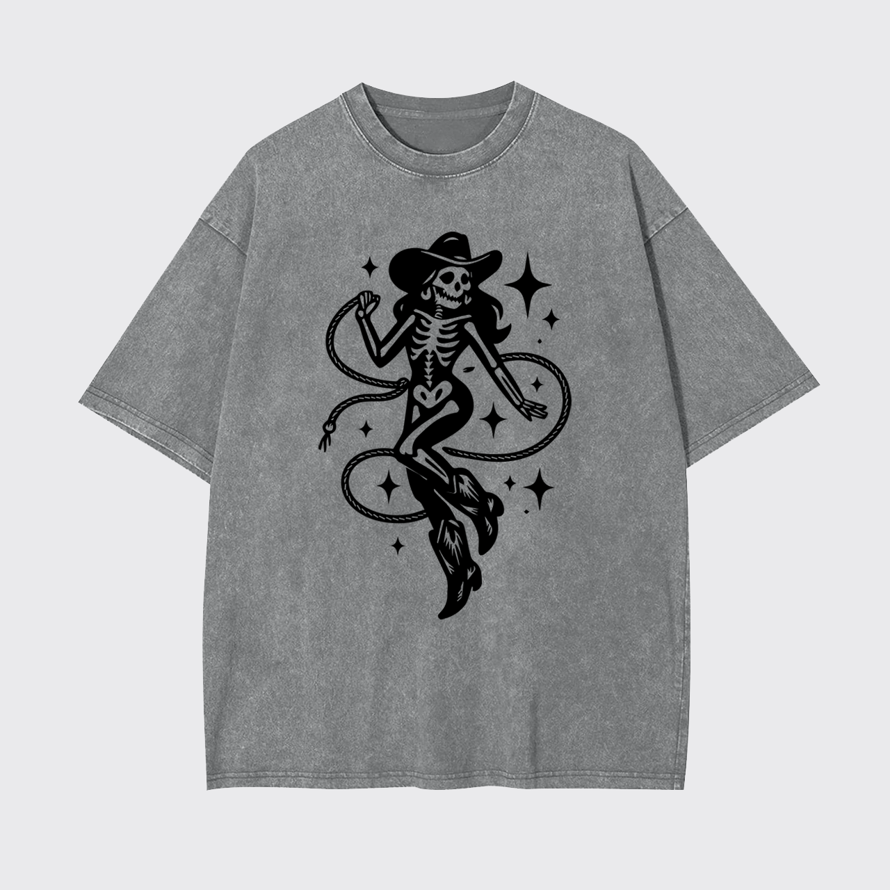 Halloween Skeleton Cowgirl Garment-dye Tees