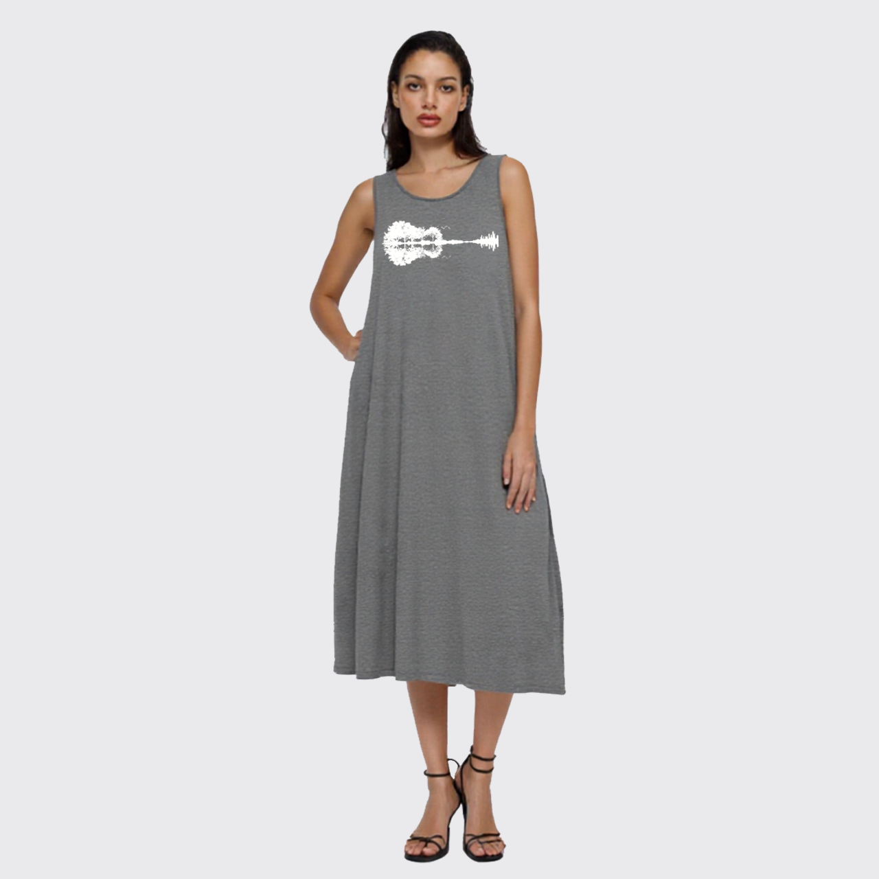 Nature Guitar Country Music Slit Tank Dress