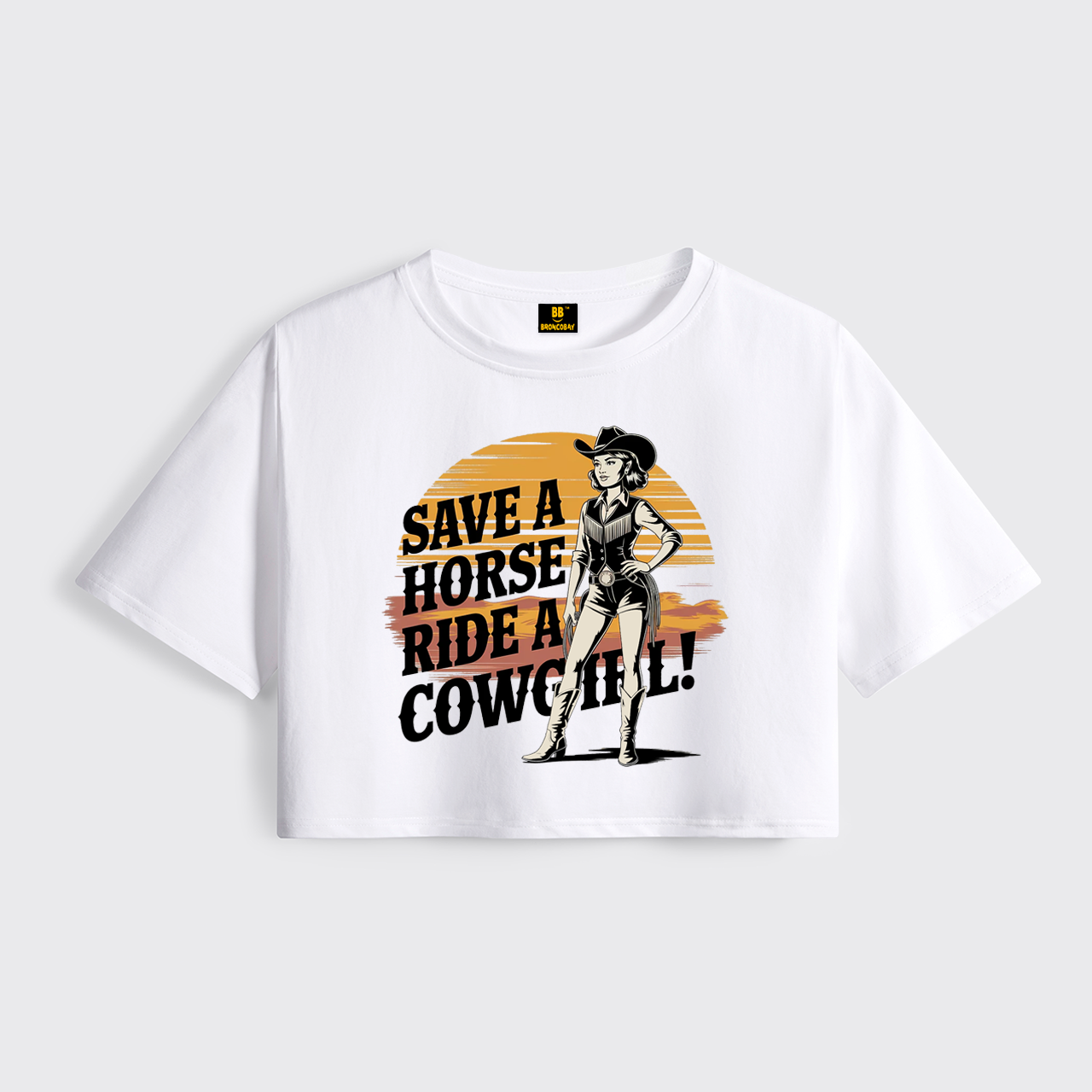 Save a Horse Ride a Cowgirl Cropped Boxy Tee