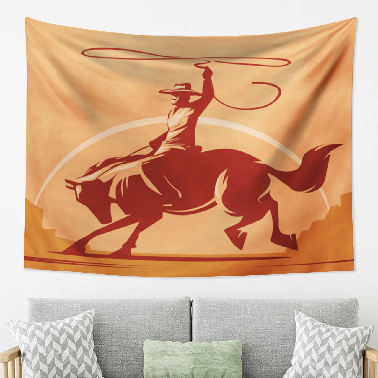 Rodeo Cowboy Tie-Down Rope Bull Tapestry