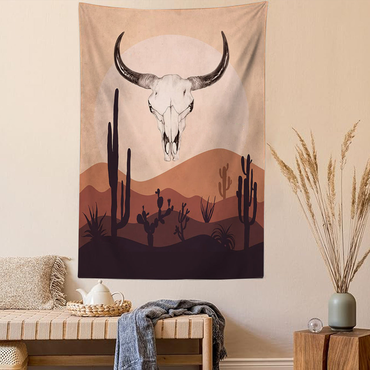 Wild West Cow Bull Tapestry