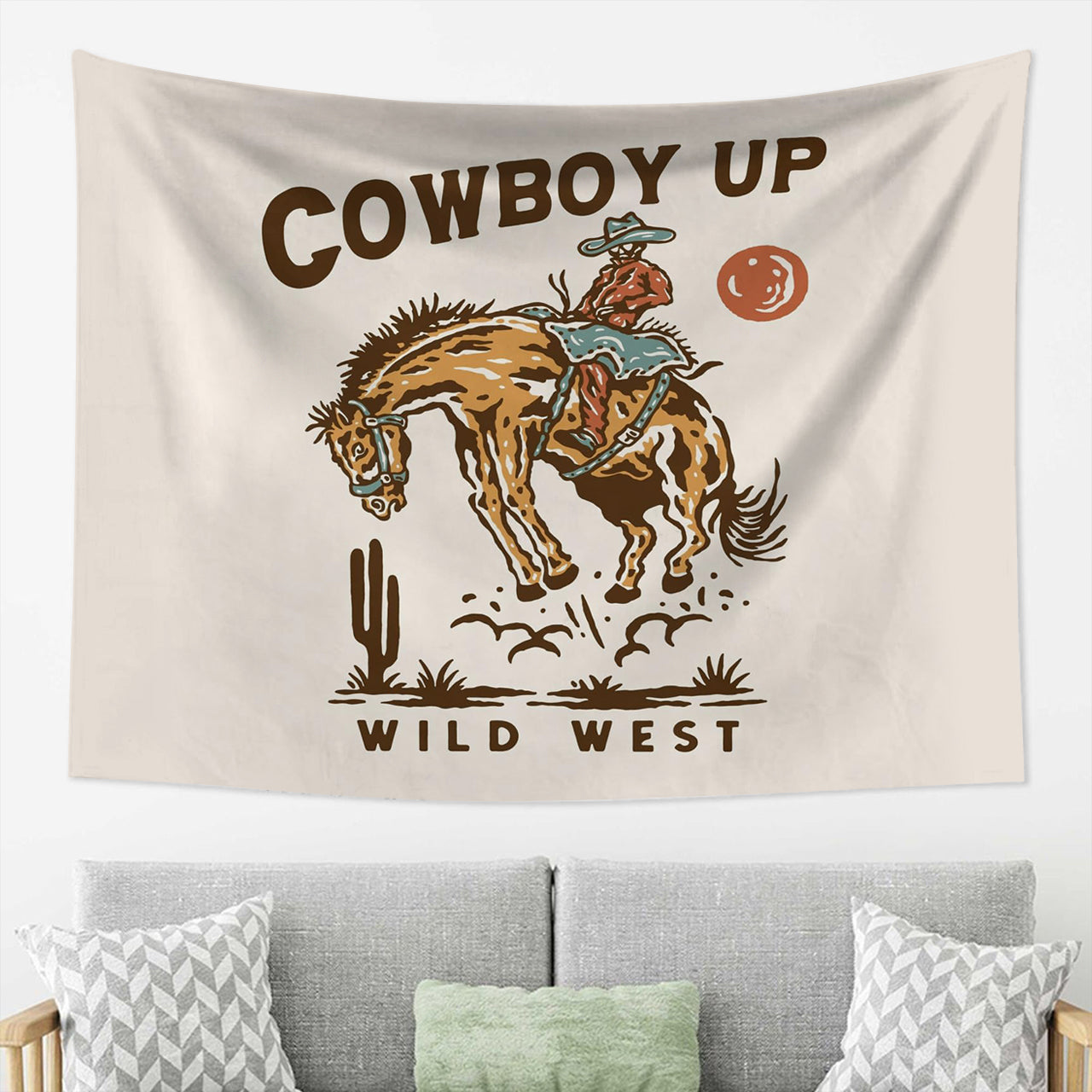 Vintage Cowboy Up Wild West Tapestry