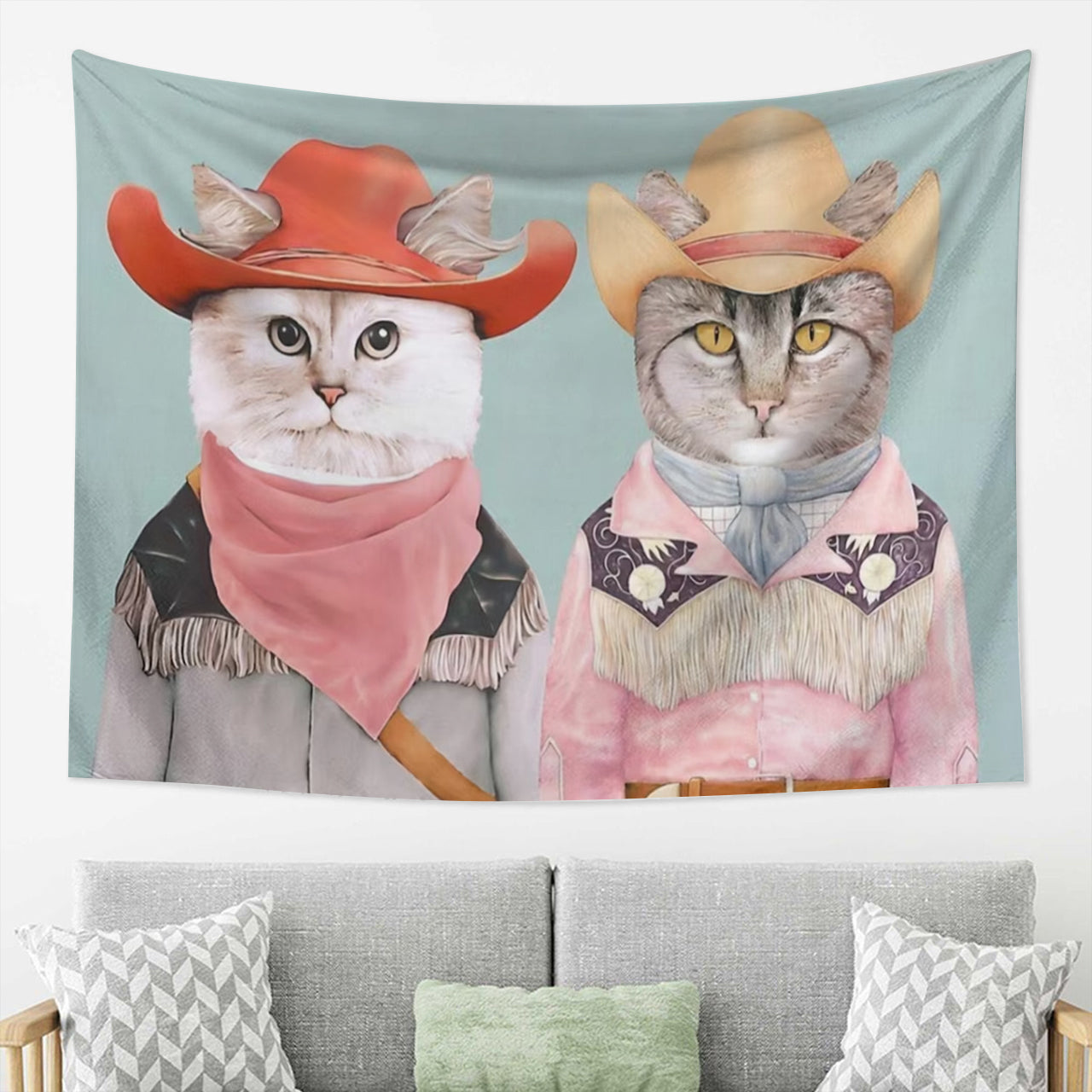 Cowboy Cats  Cute Kitten Pet Tapestry