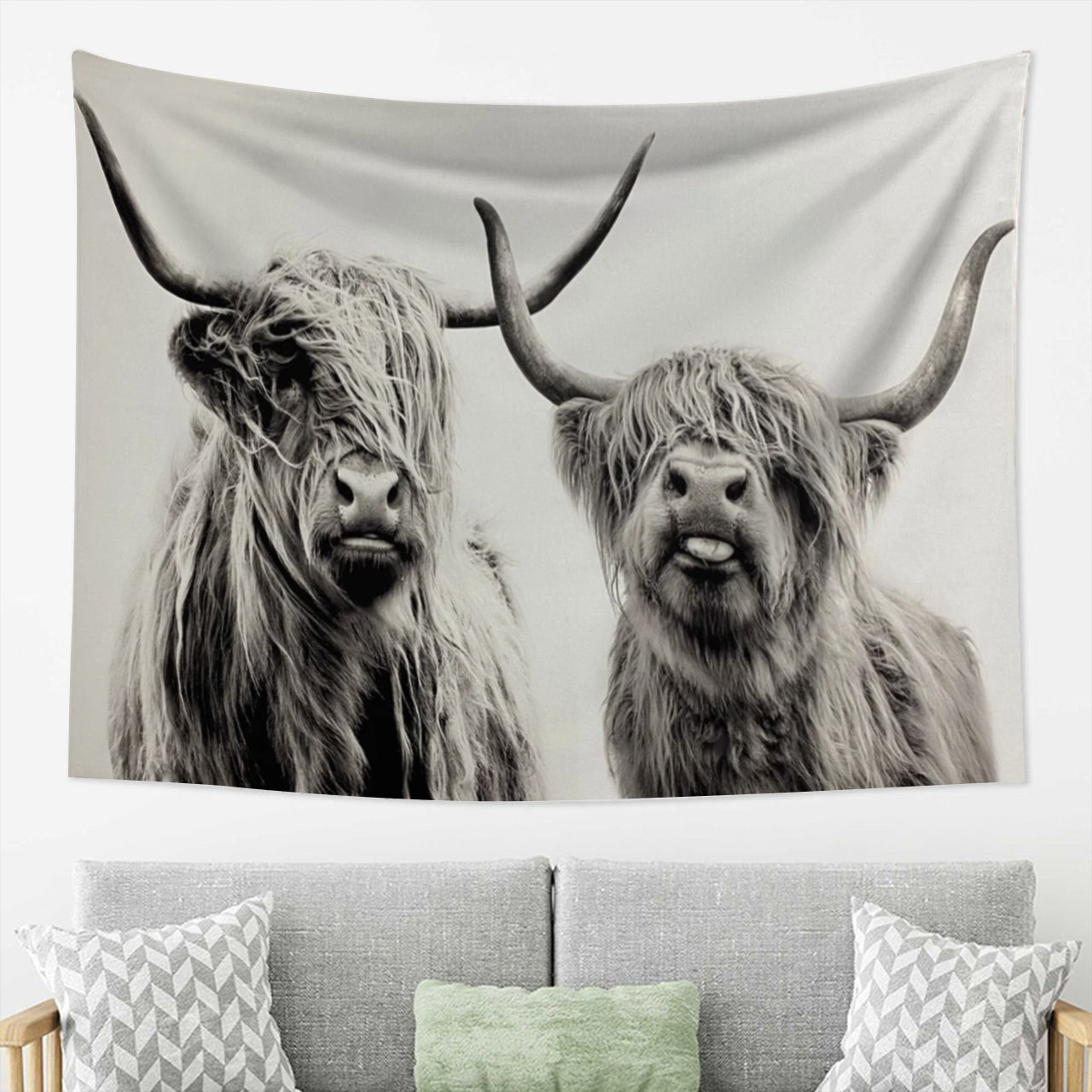 Bravely Highland Cow West Tapestry