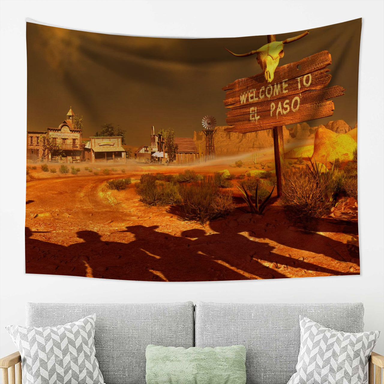 Western El Paso Town WallpaperTapestry