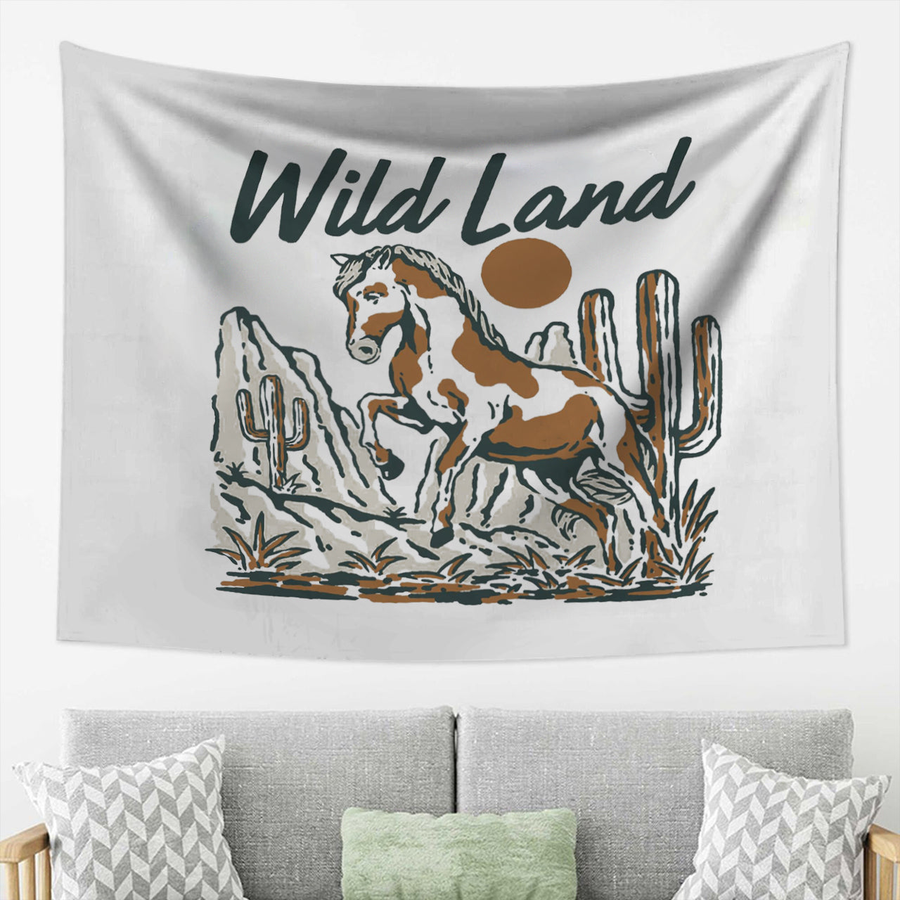 Wild Land Horse Cactus Tapestry