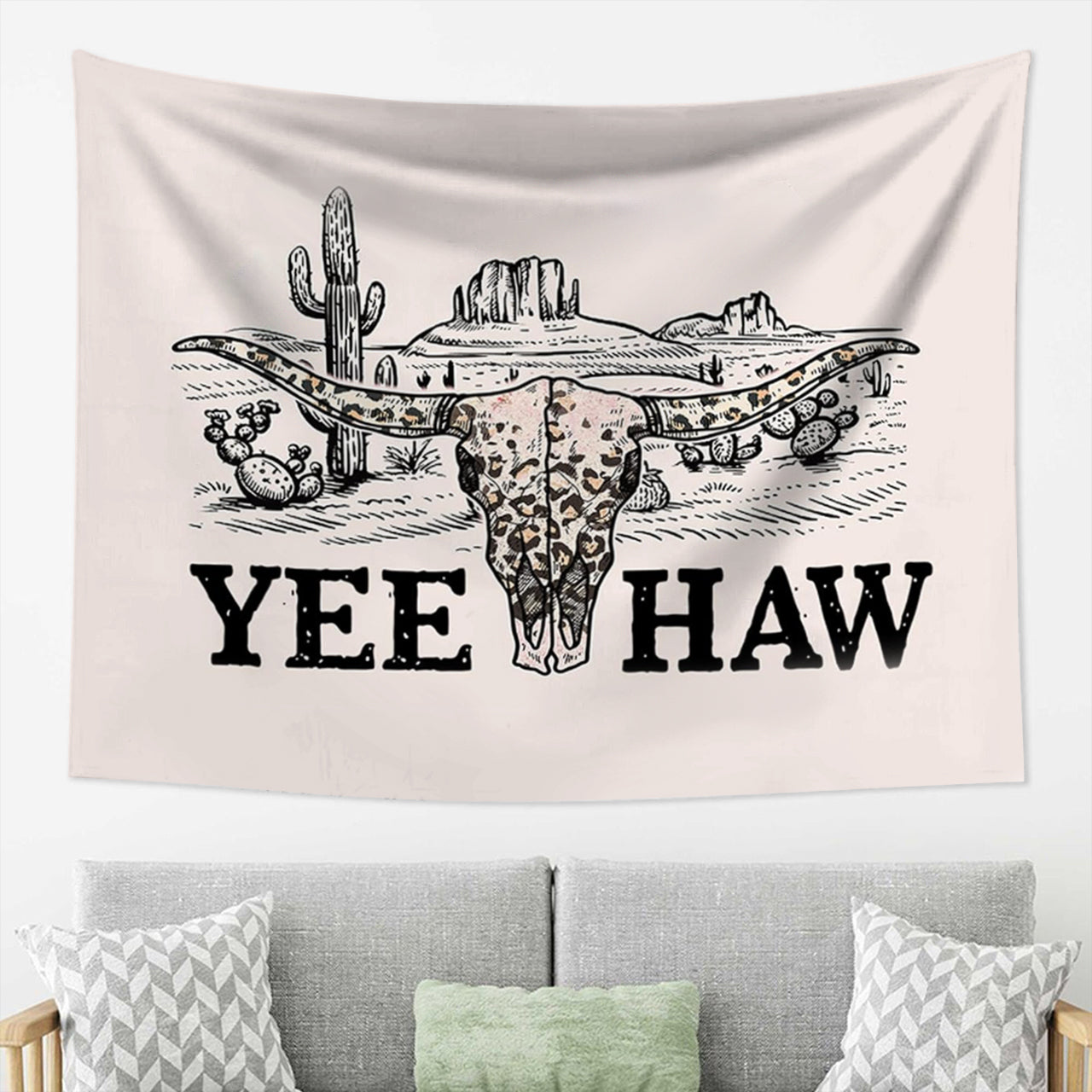 Yee Haw West Cow Bull Tapestry
