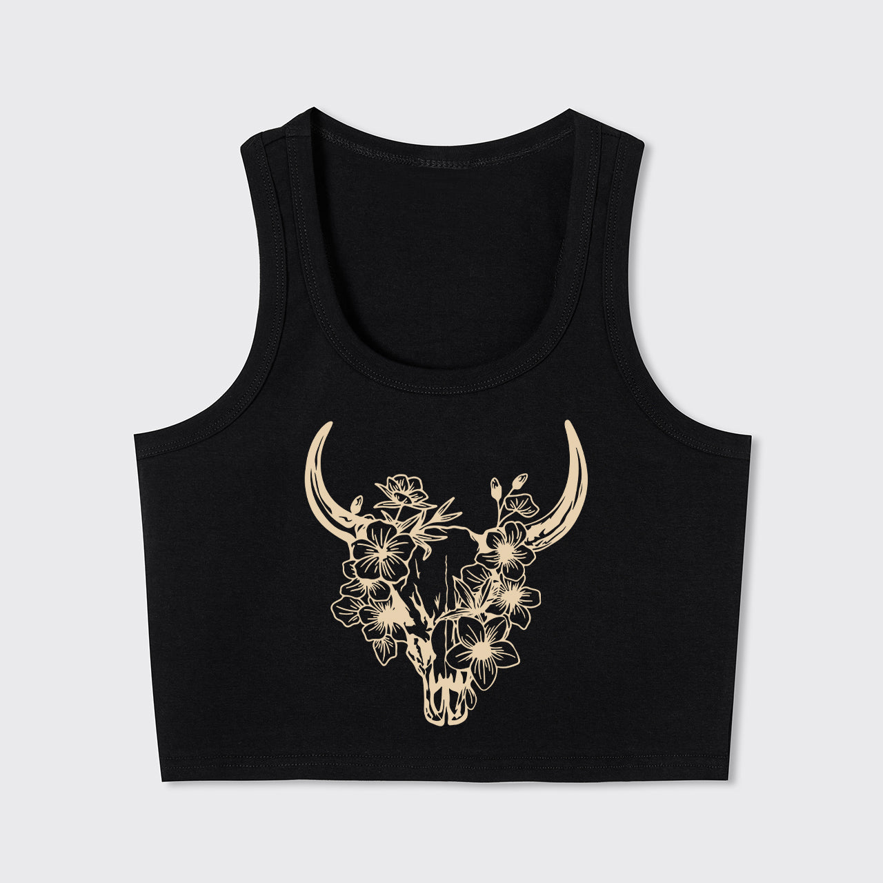 Floral Cow Skull Country Tank Top