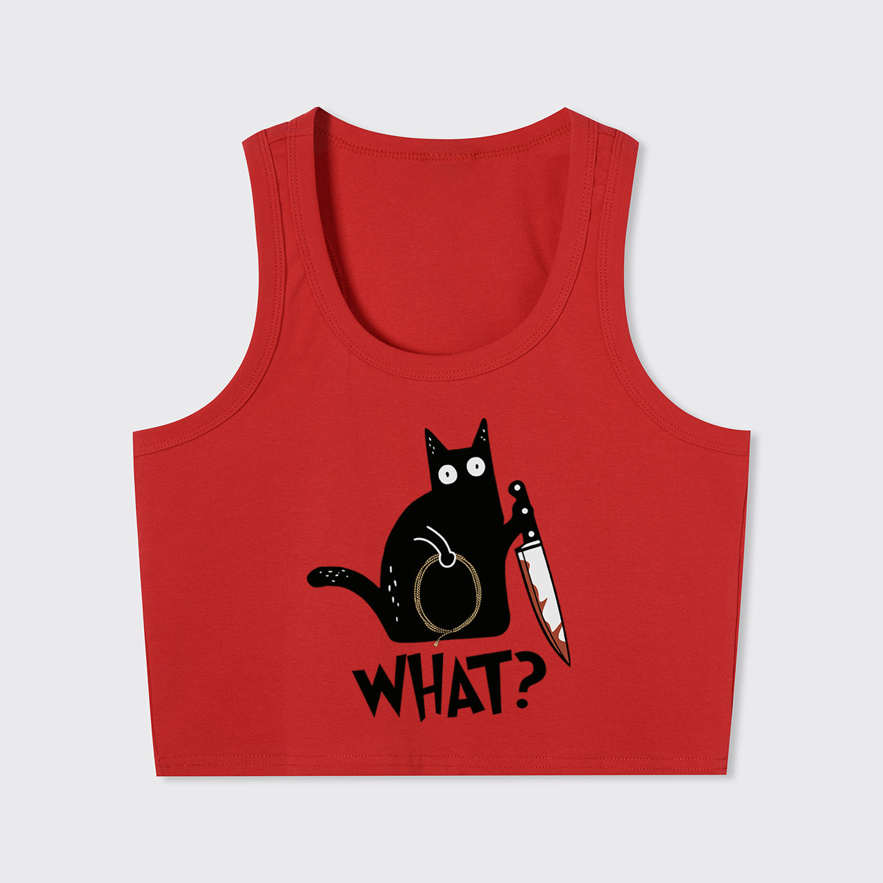 Murderous Black Cat With Knife Tank Top