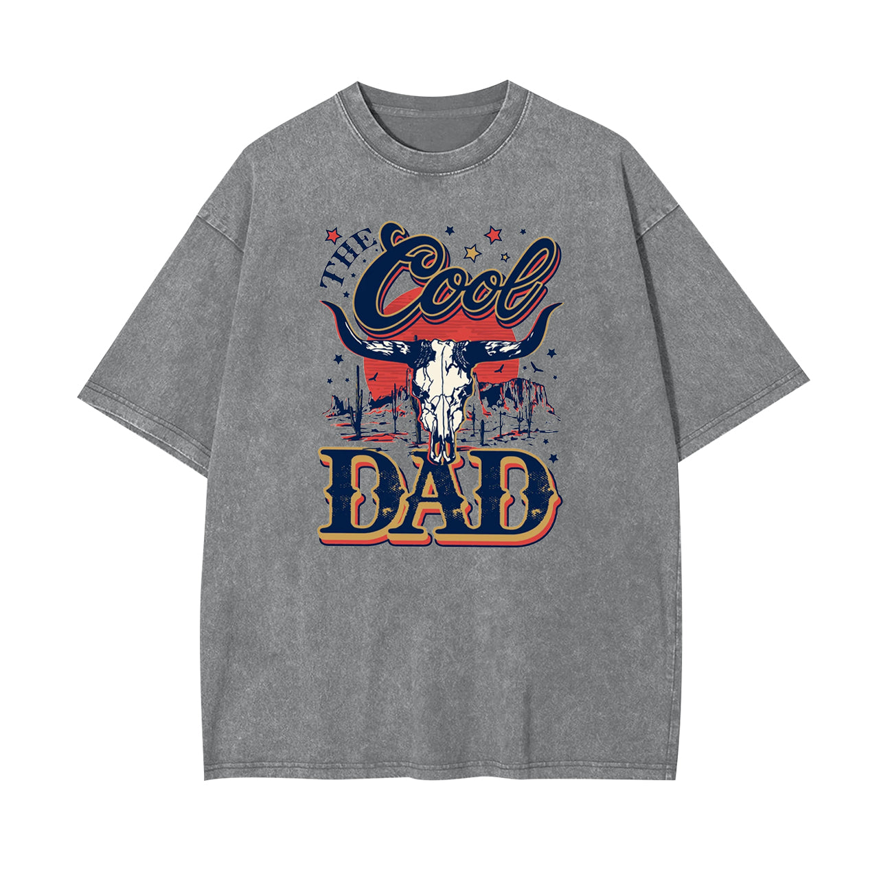 Wild West Dad Gifts, Longhorn Bull Garment-dye Tees