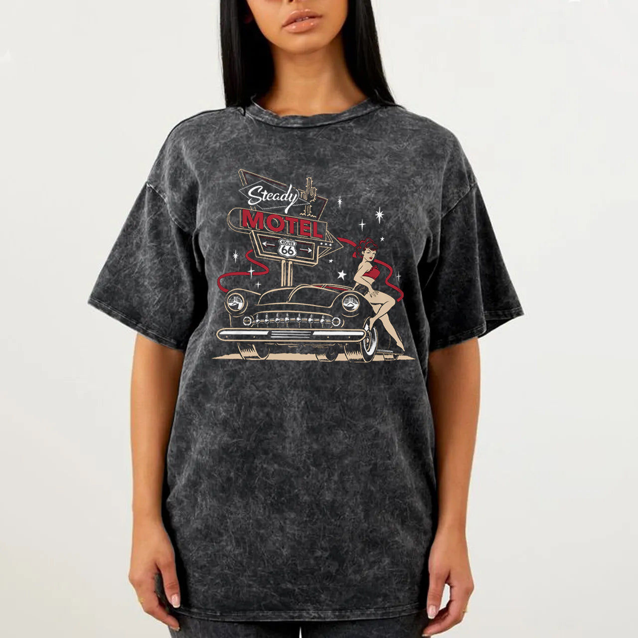 Motel 6 in Black Garment-dye Tees