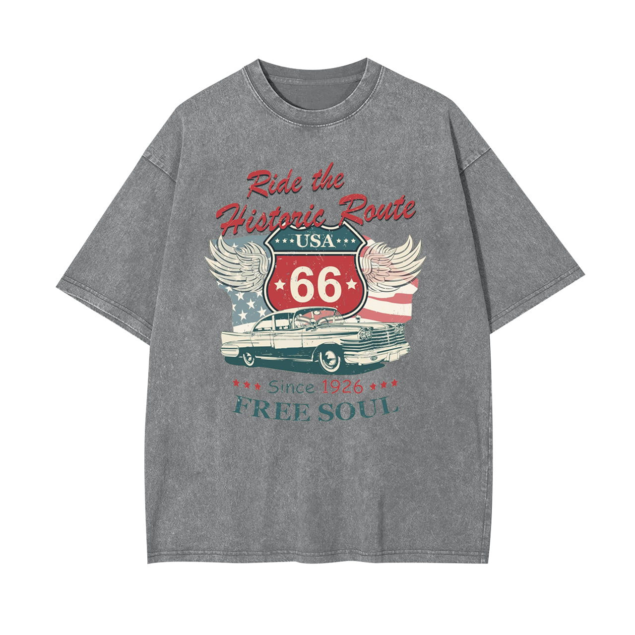 Ride The 66 Route Garment-dye Tees