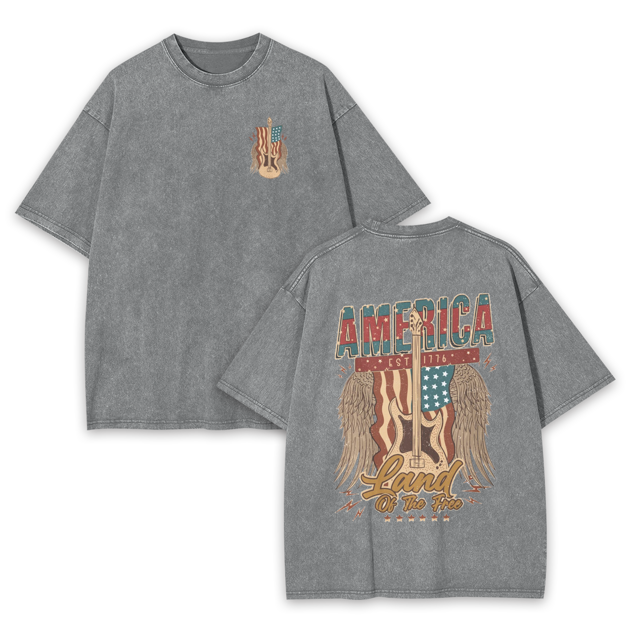 4th of July,Land Of The Free Garment-dye Tees