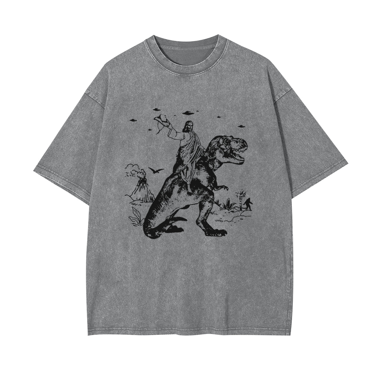 Jesus Riding Dinosaur Garment-dye Tees