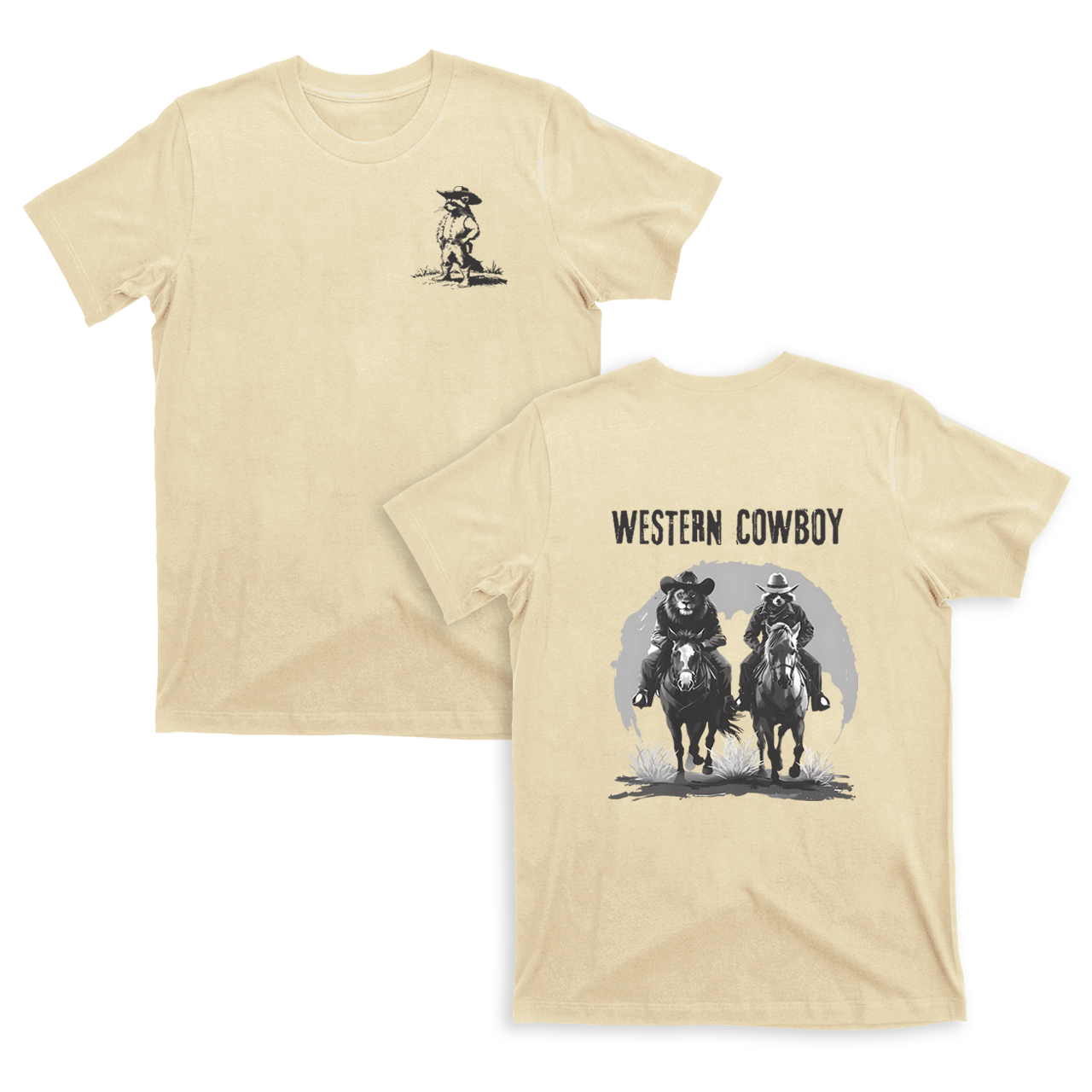 Accoon And Lion Cowboy T-Shirts
