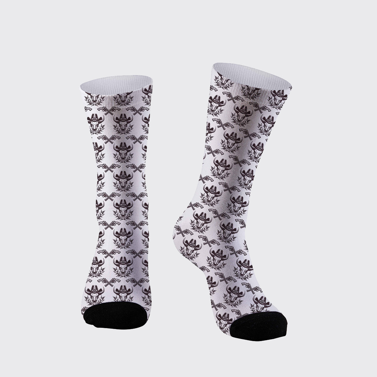 A Cow Skull In A Hat Printed Cotton Socks