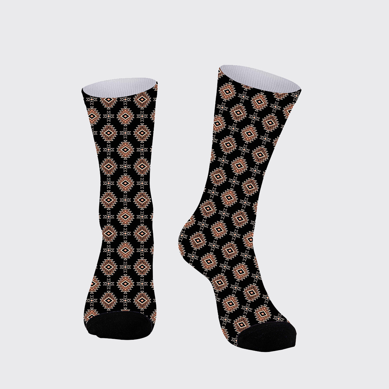 Cowboy Boots Floral Arrangement Printed Cotton Socks