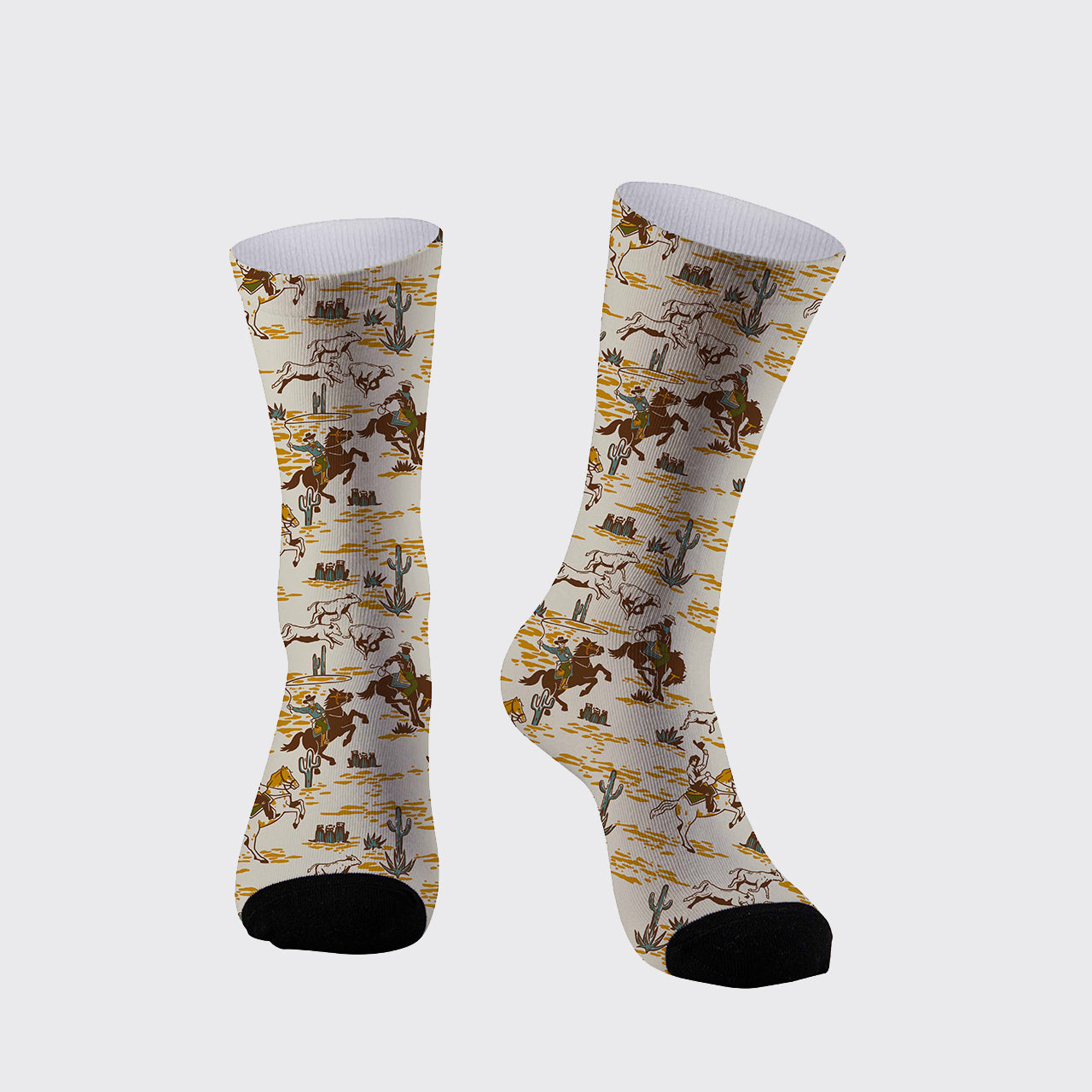 Cowboys Drive Cattle Printed Cotton Socks