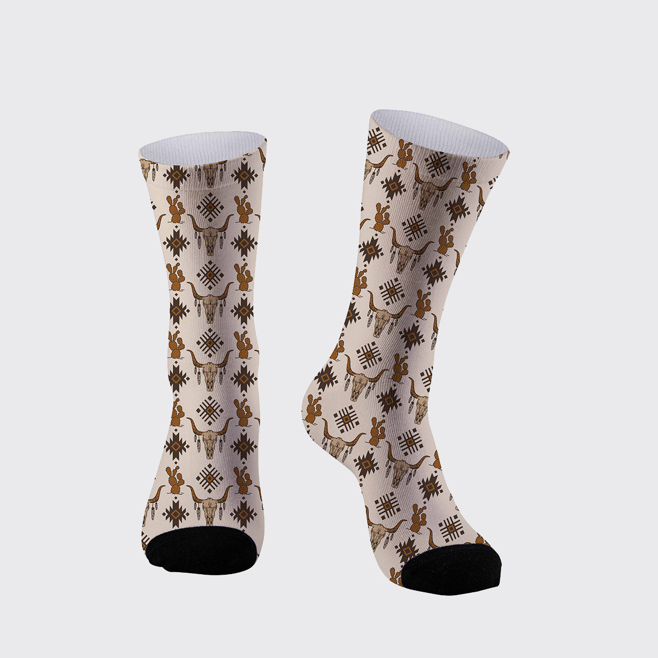 Cow Skull Pattern Printed Cotton Socks