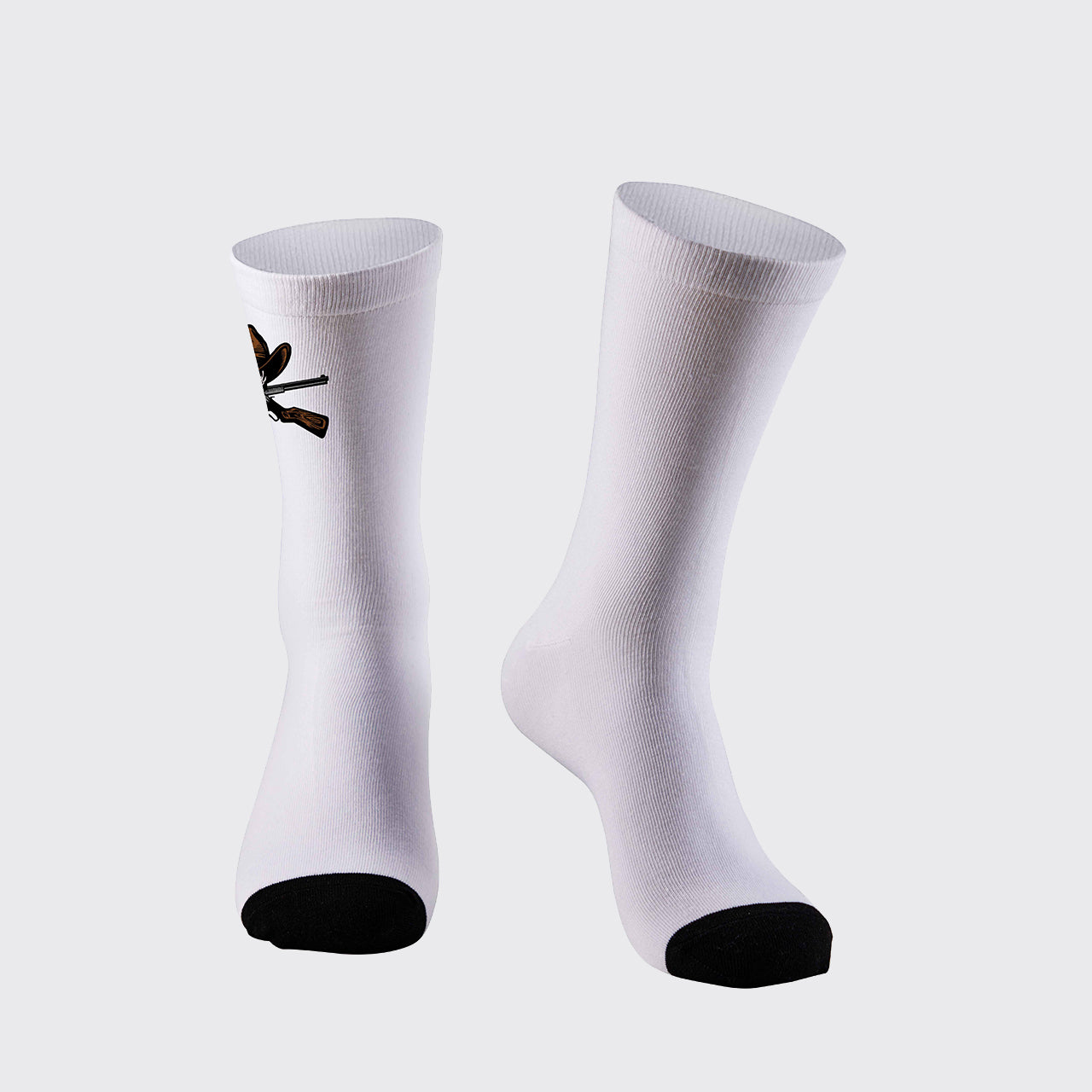 Cowboy Skull Shotgun Printed Cotton Socks_1