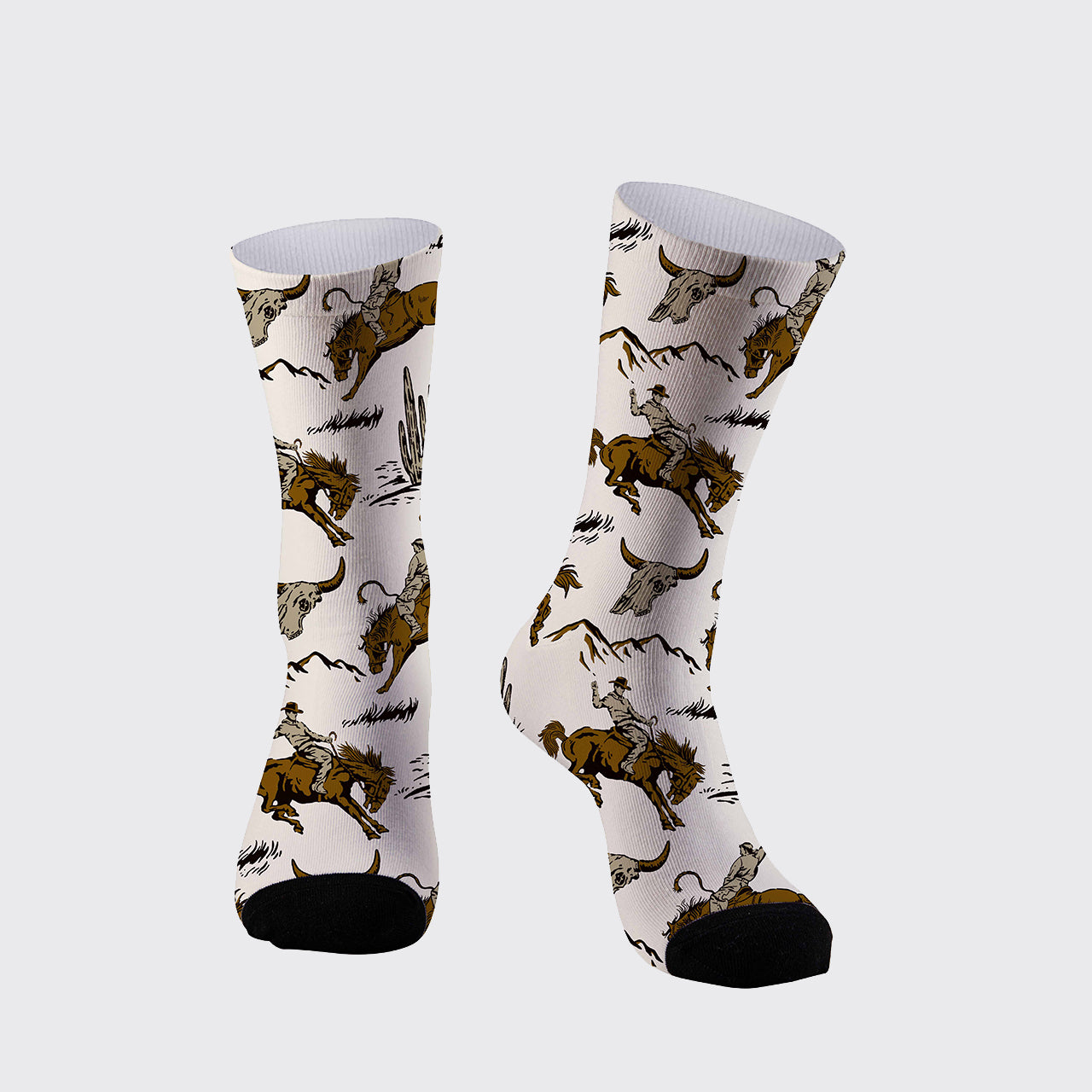 Cowboy Riding Pattern Printed Cotton Socks