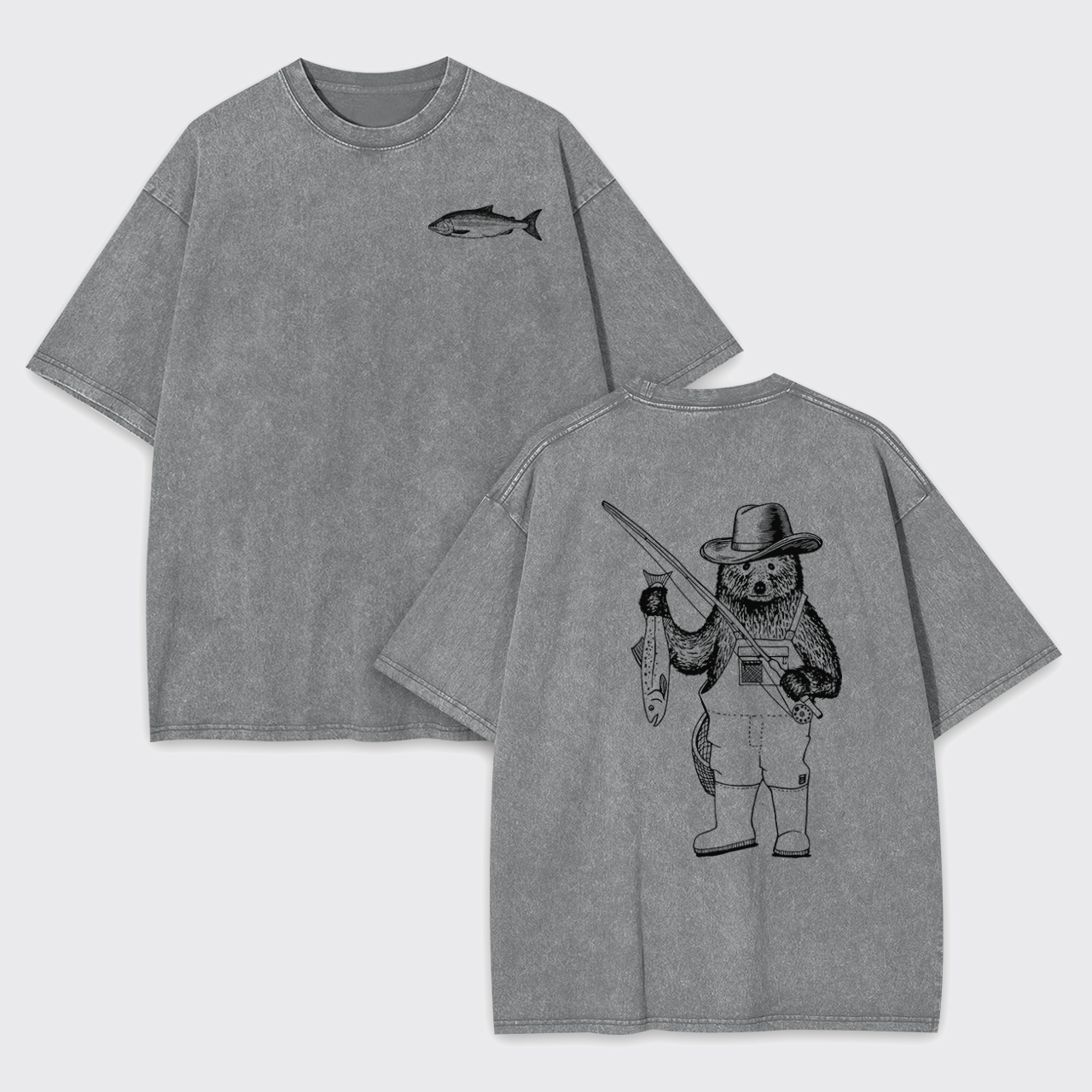 Fishing Bear Garment-dye Tees