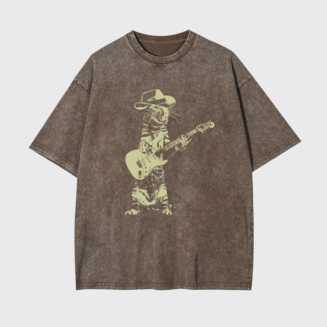Cat Playing Guitar Garment-dye Tees