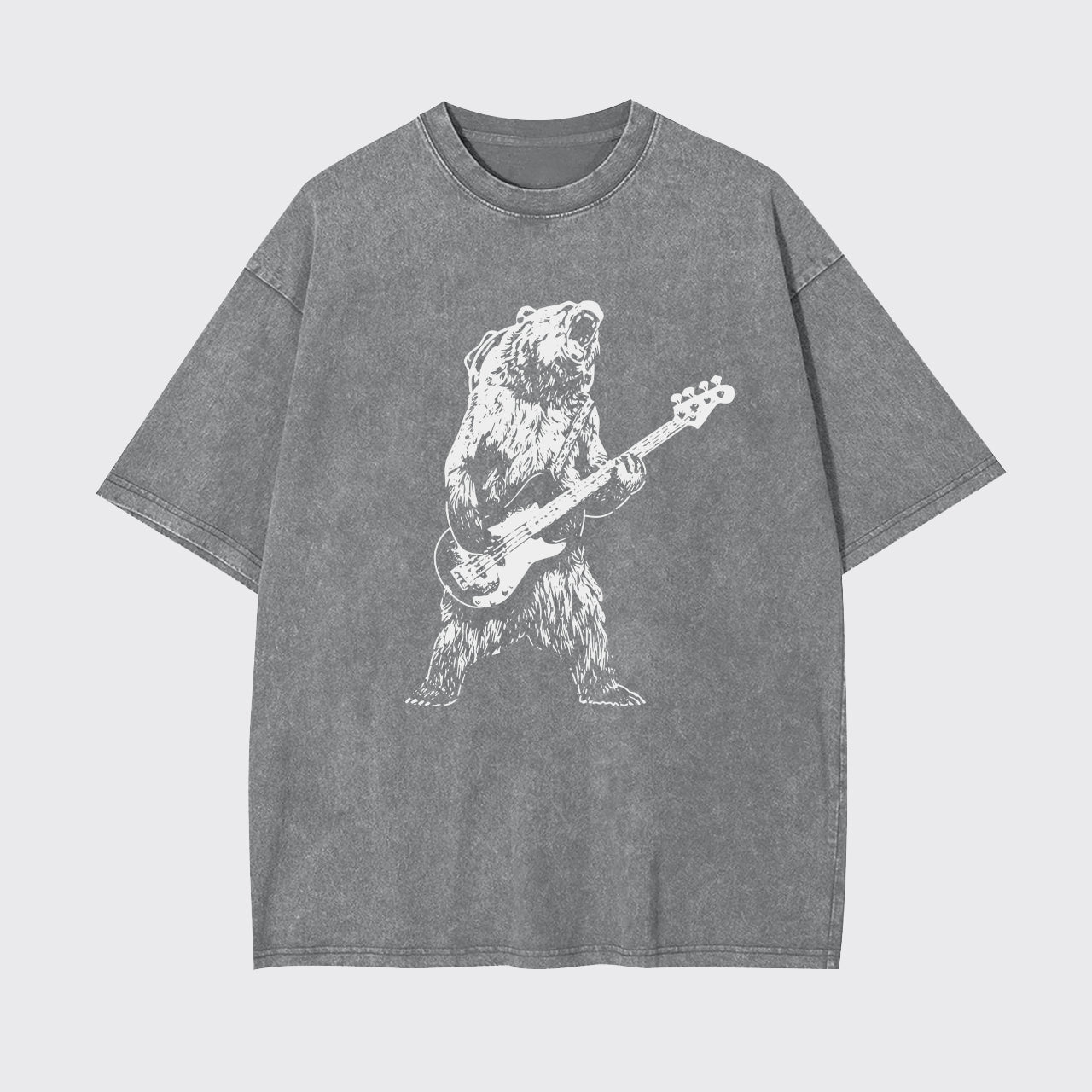 Bear Playing Bass Guitar Garment-dye Tees
