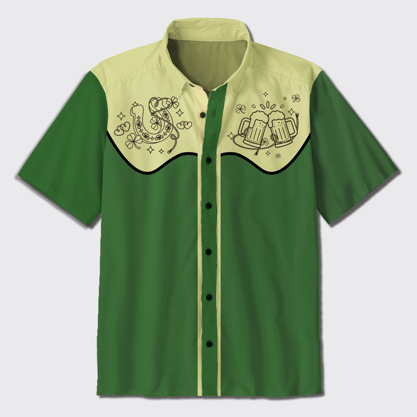 Horseshoe Clover And Beer Button Up Shirts