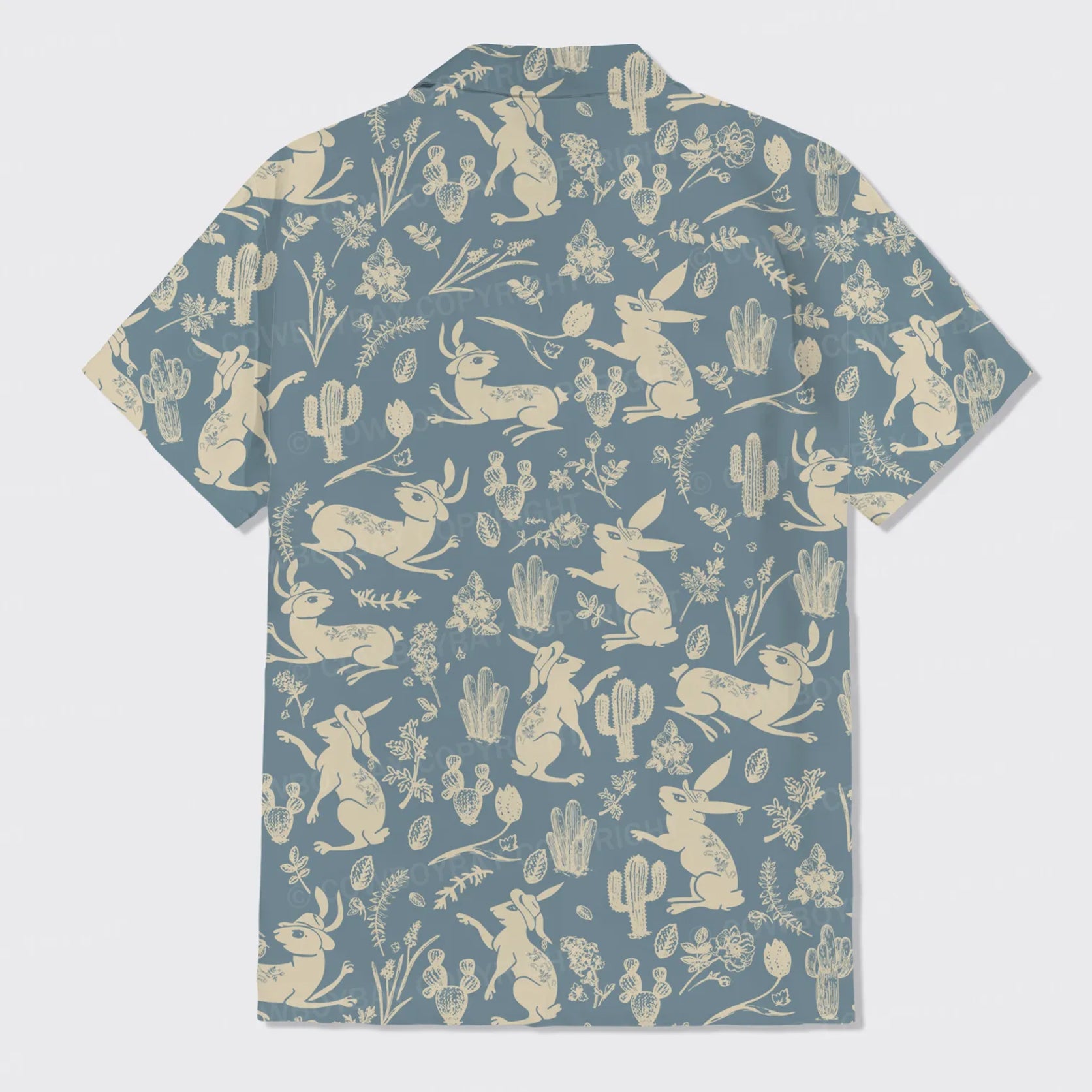 Easter Rabbit On Wheat Field Button Up Shirts