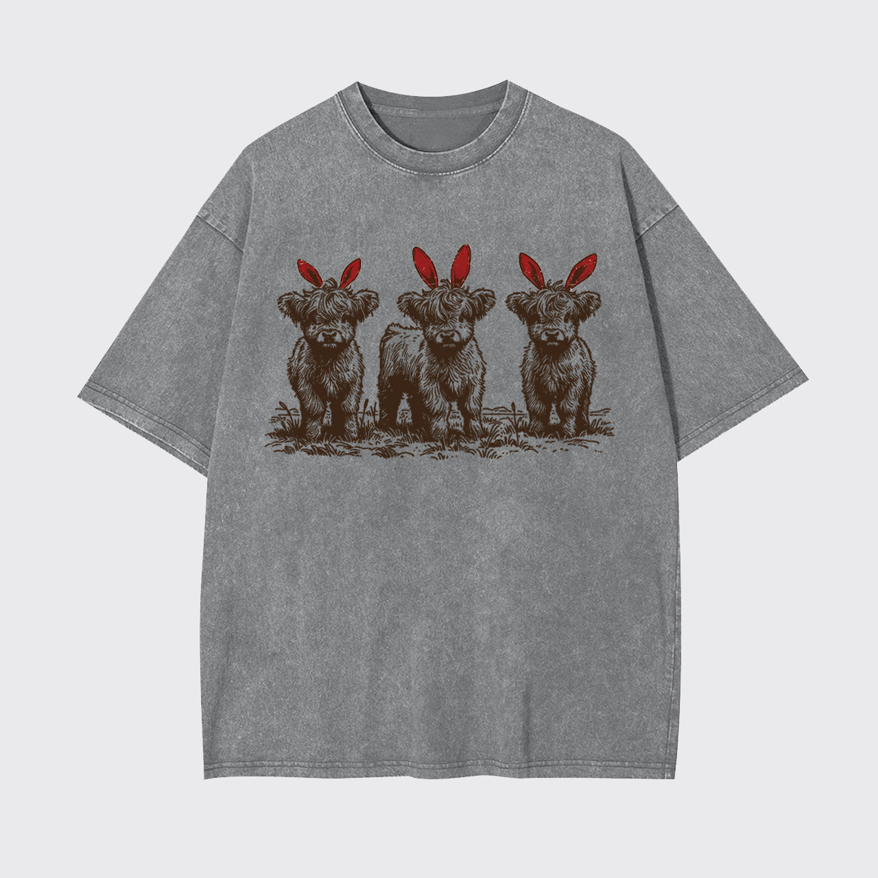 Western Easter Highland Cow Garment-dye Tees