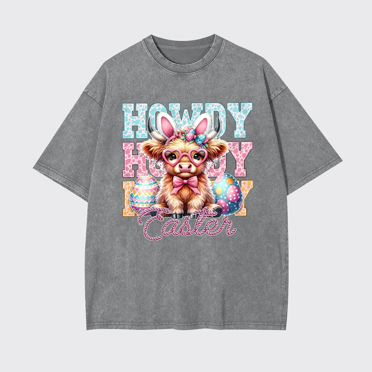 Howdy Easter Cute Highland Cow Garment-dye Tees