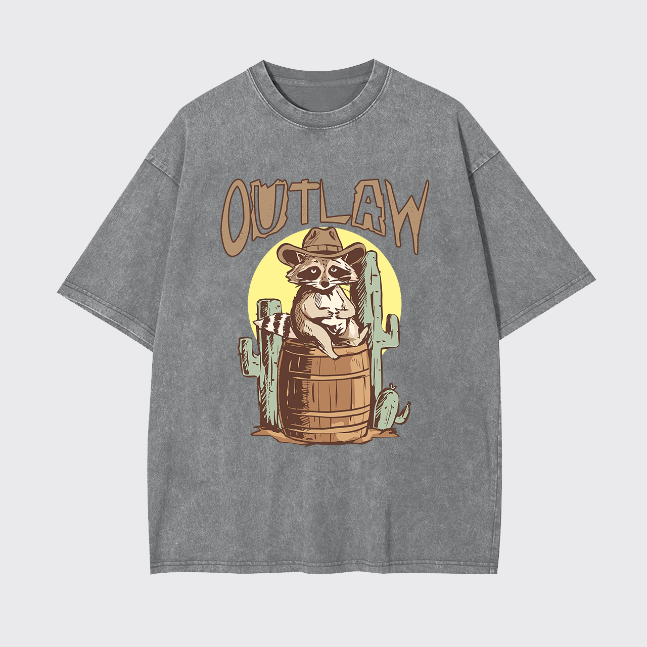 Retro Outlaw Raccoon Cowboy Garment-dye Tees