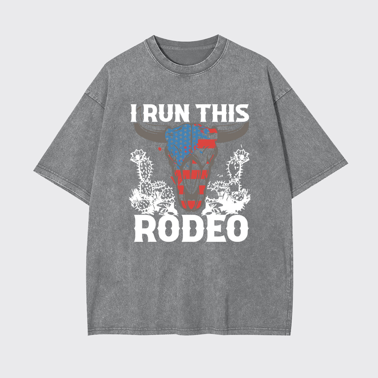 I Run This Rodeo America Cow Garment-dye Tees