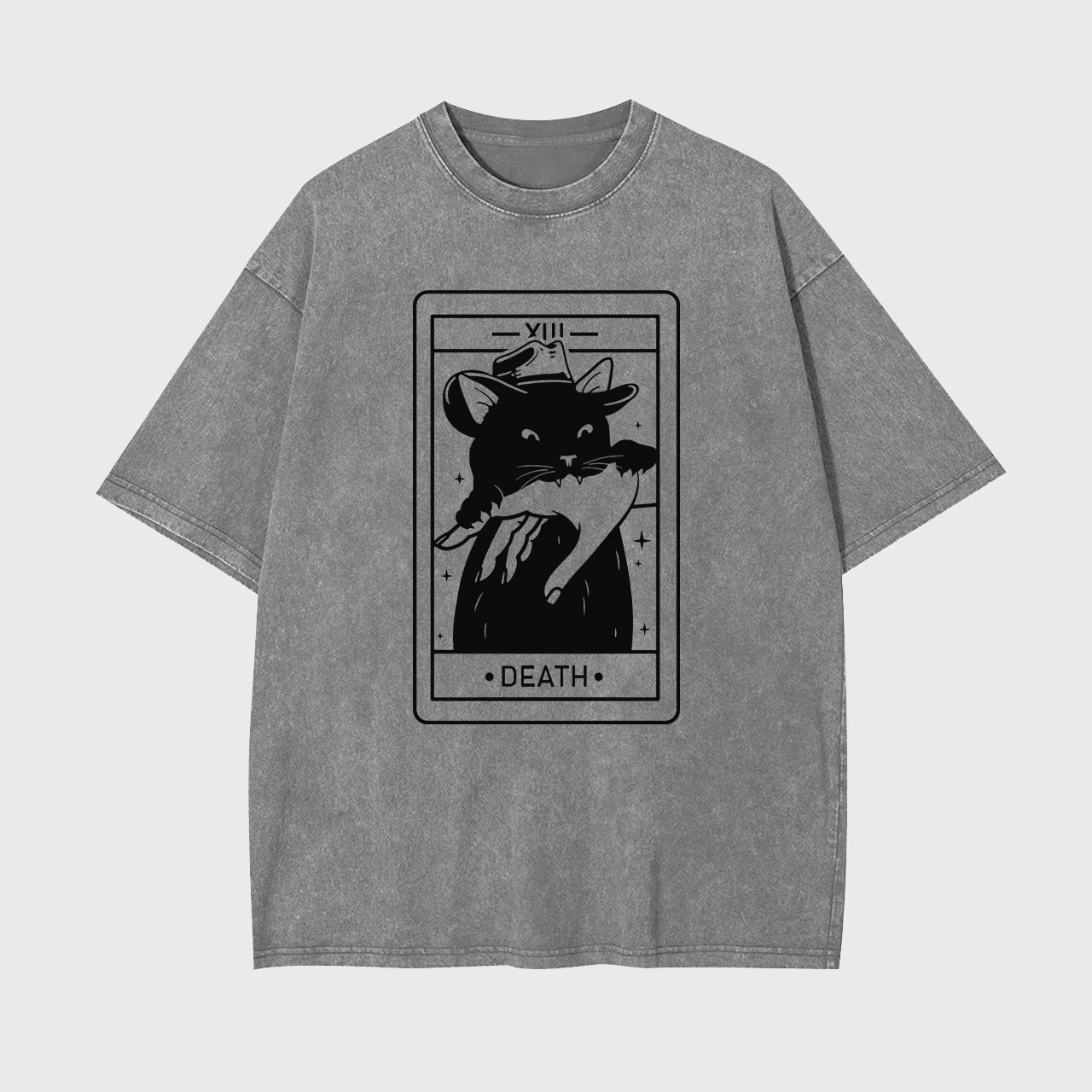 Tarot Death Witchy Cat Garment-dye Tees