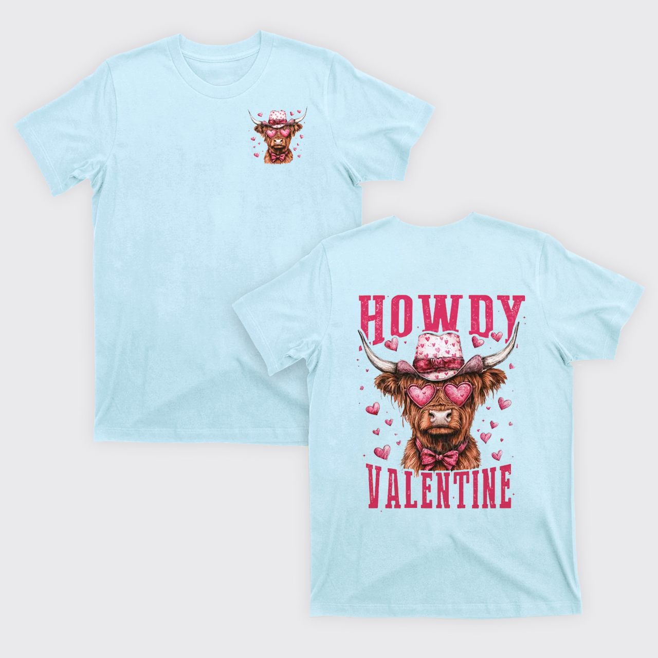 Valentine Highland Cow T-Shirts