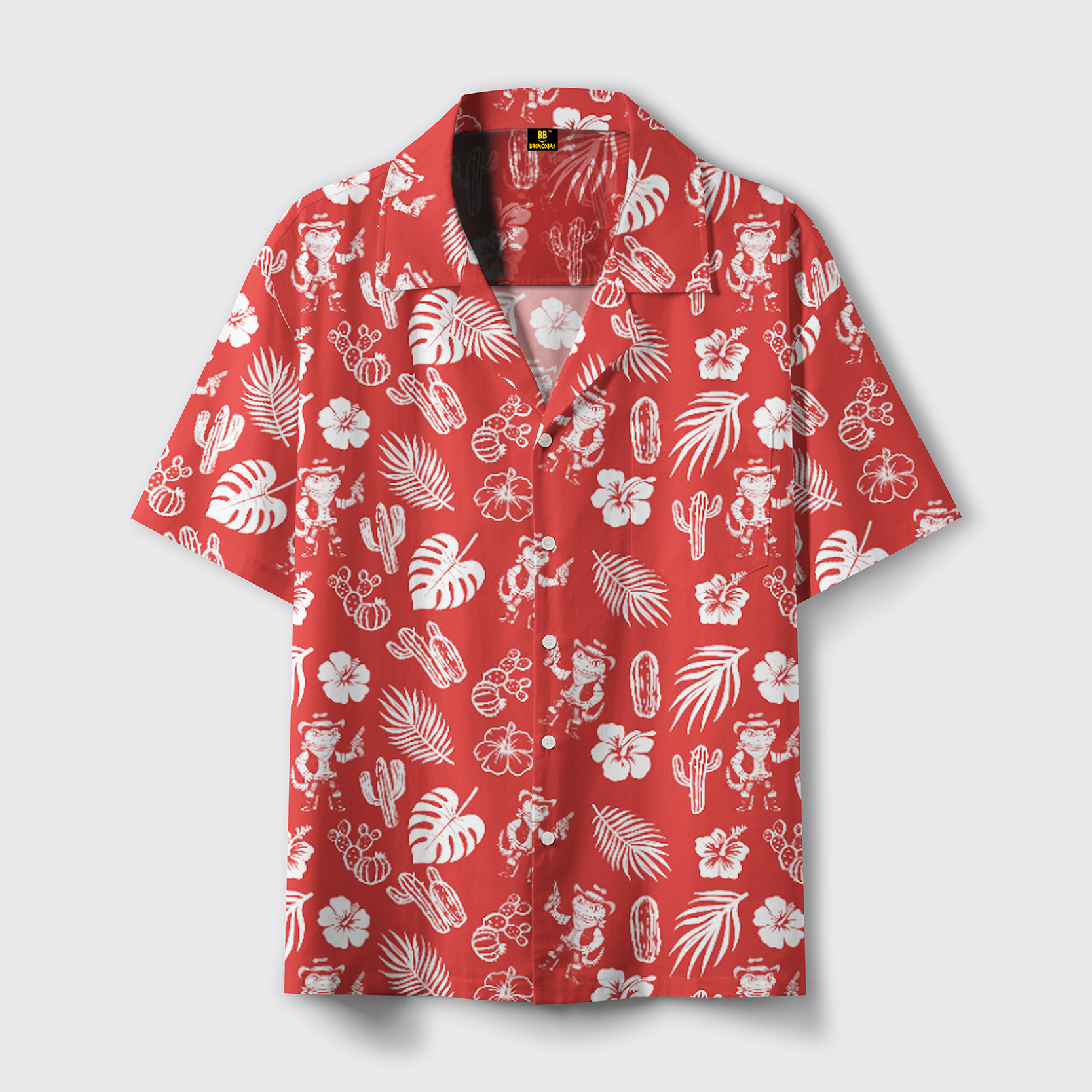 Summer Tropical Style Red Printed Hawaiian Shirt