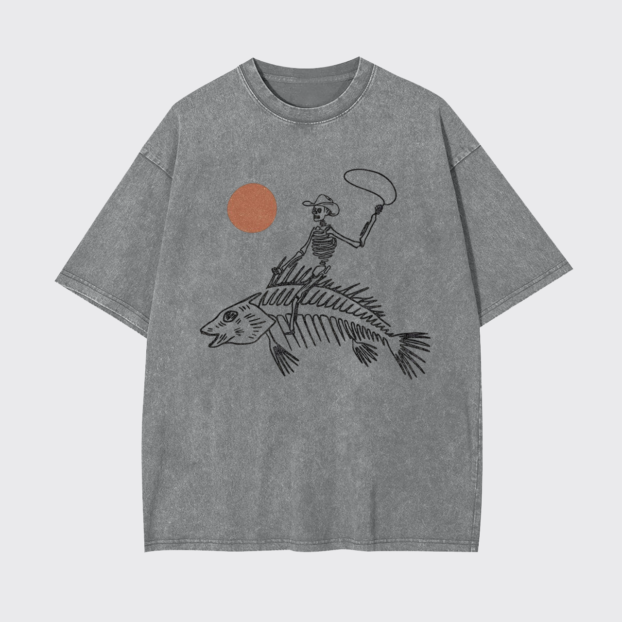 Ride the Waves Skeleton Cowboy Garment-dye Tees