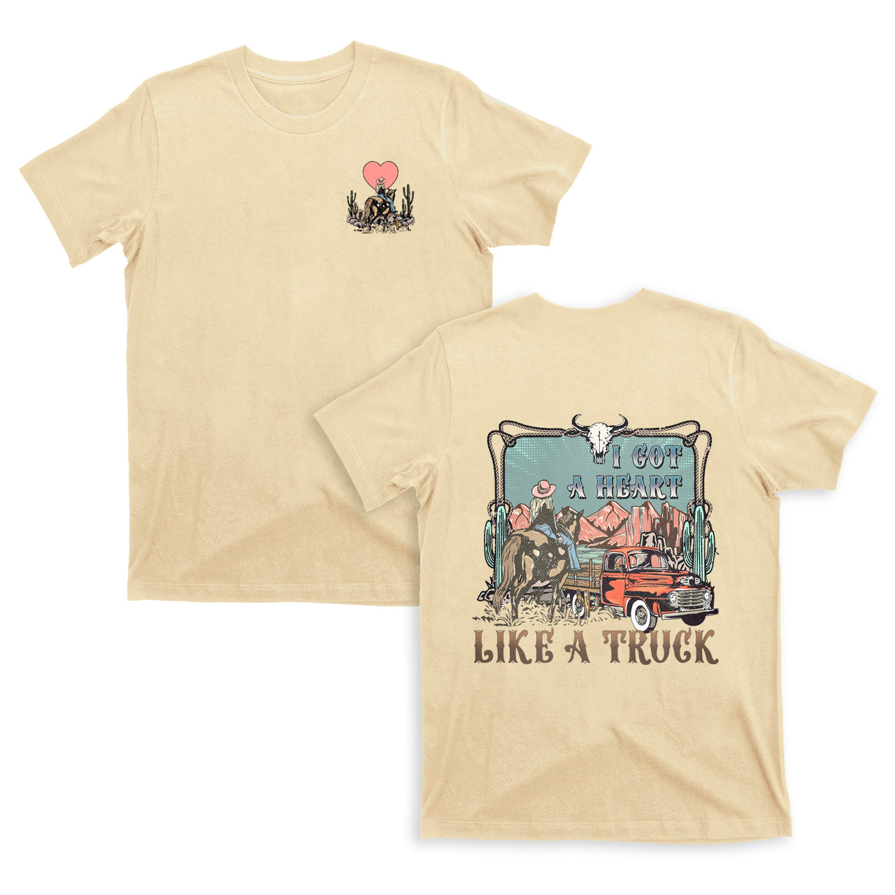 Desert Girl Cowboy Truck I Got A Heart Valentine T-Shirts