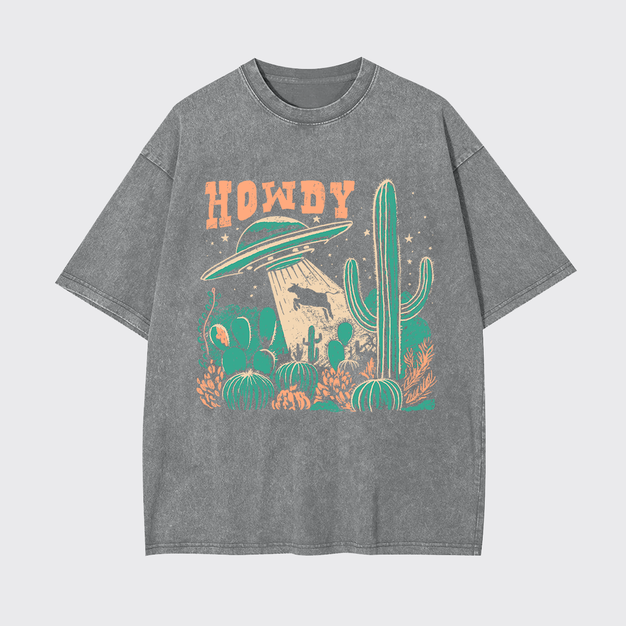 Howdy,Cow Abduction Garment-dye Tees