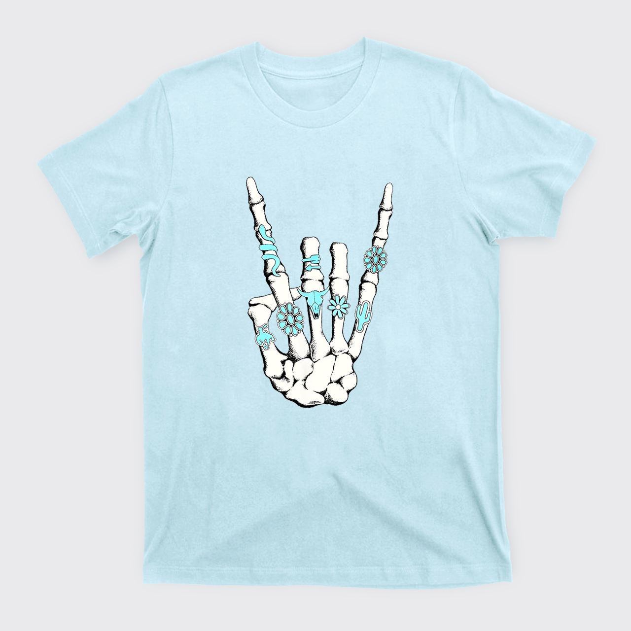 Western Rock On Skeleton T-Shirts