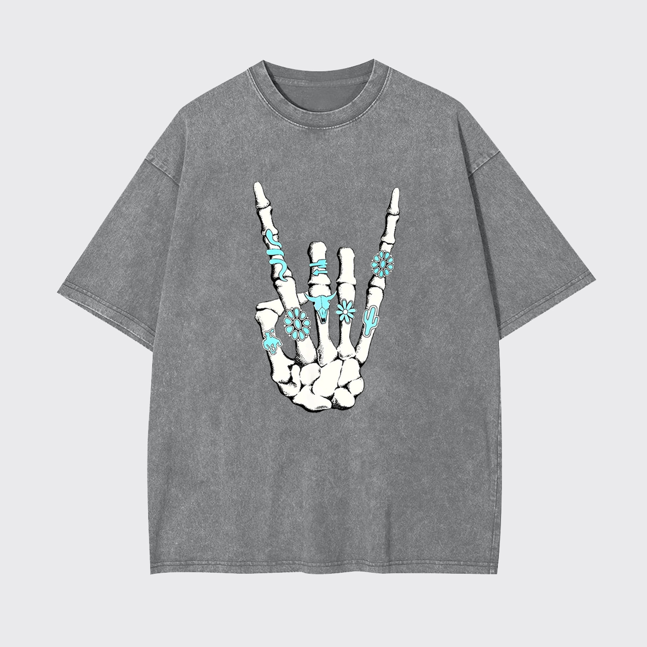 Western Rock On Skeleton Garment-dye Tees