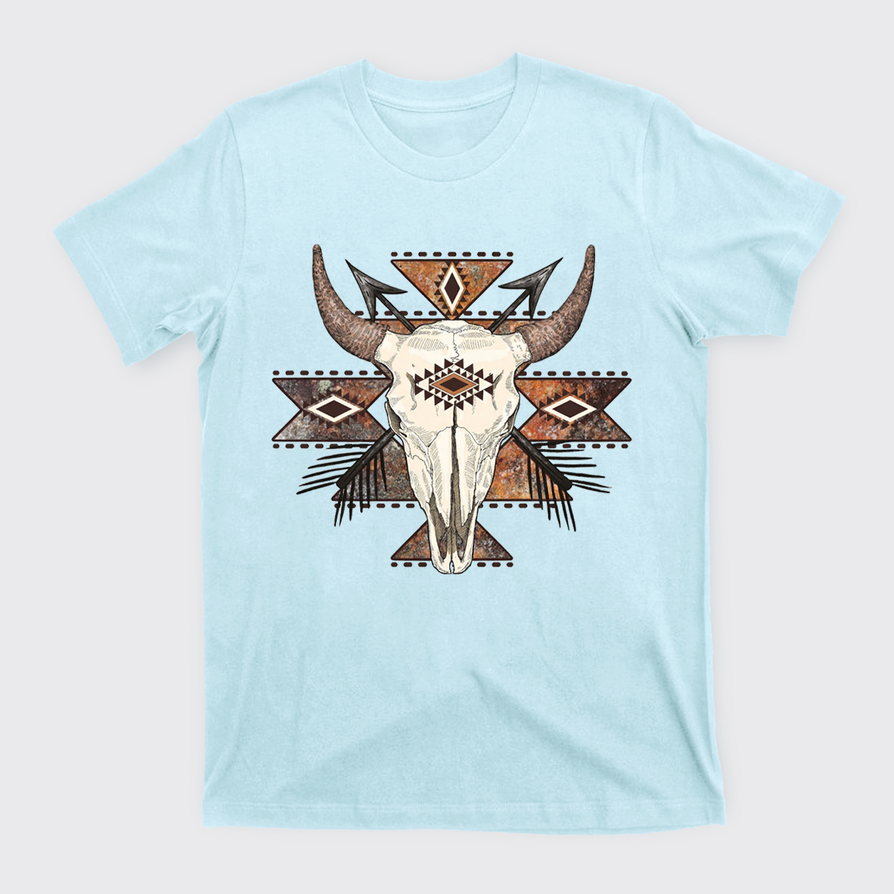 Rustic Aztec Cow Skull T-Shirts