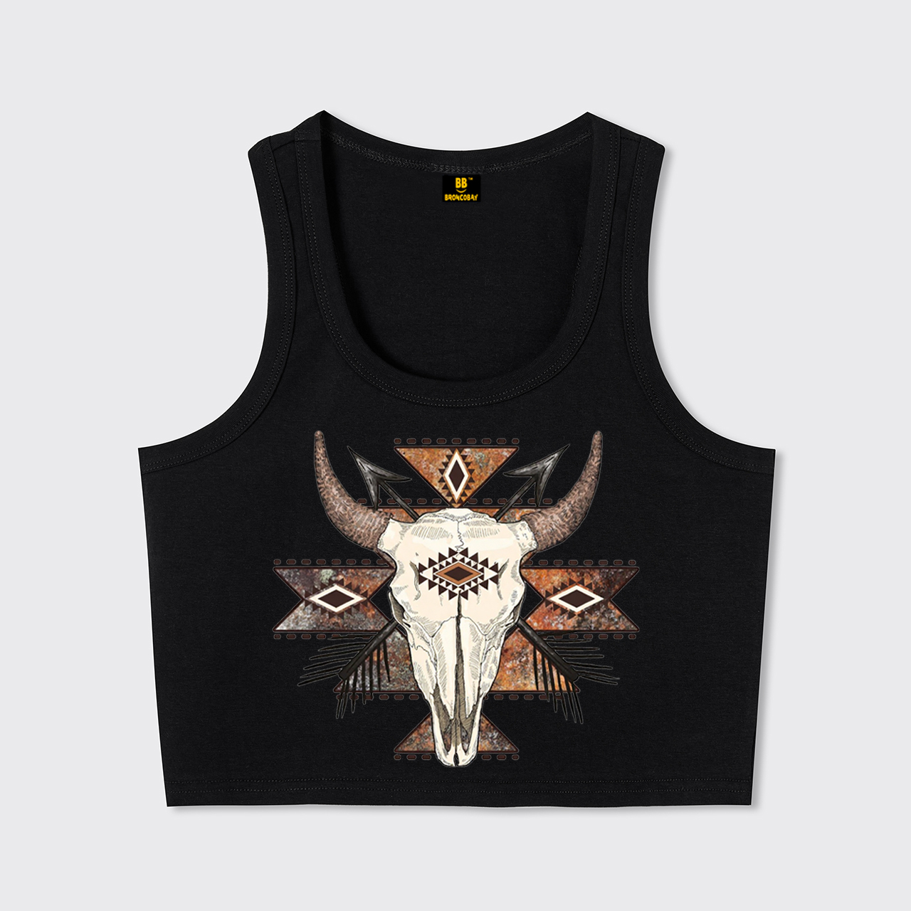 Rustic Aztec Cow Skull Tank Top