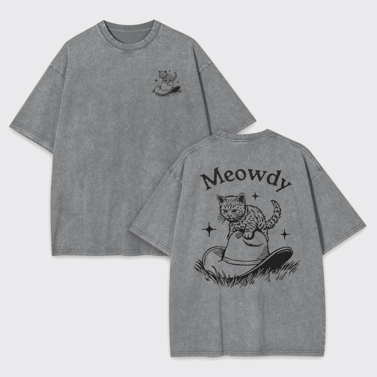 Meowdy Cowboy Cat Garment-dye Tees