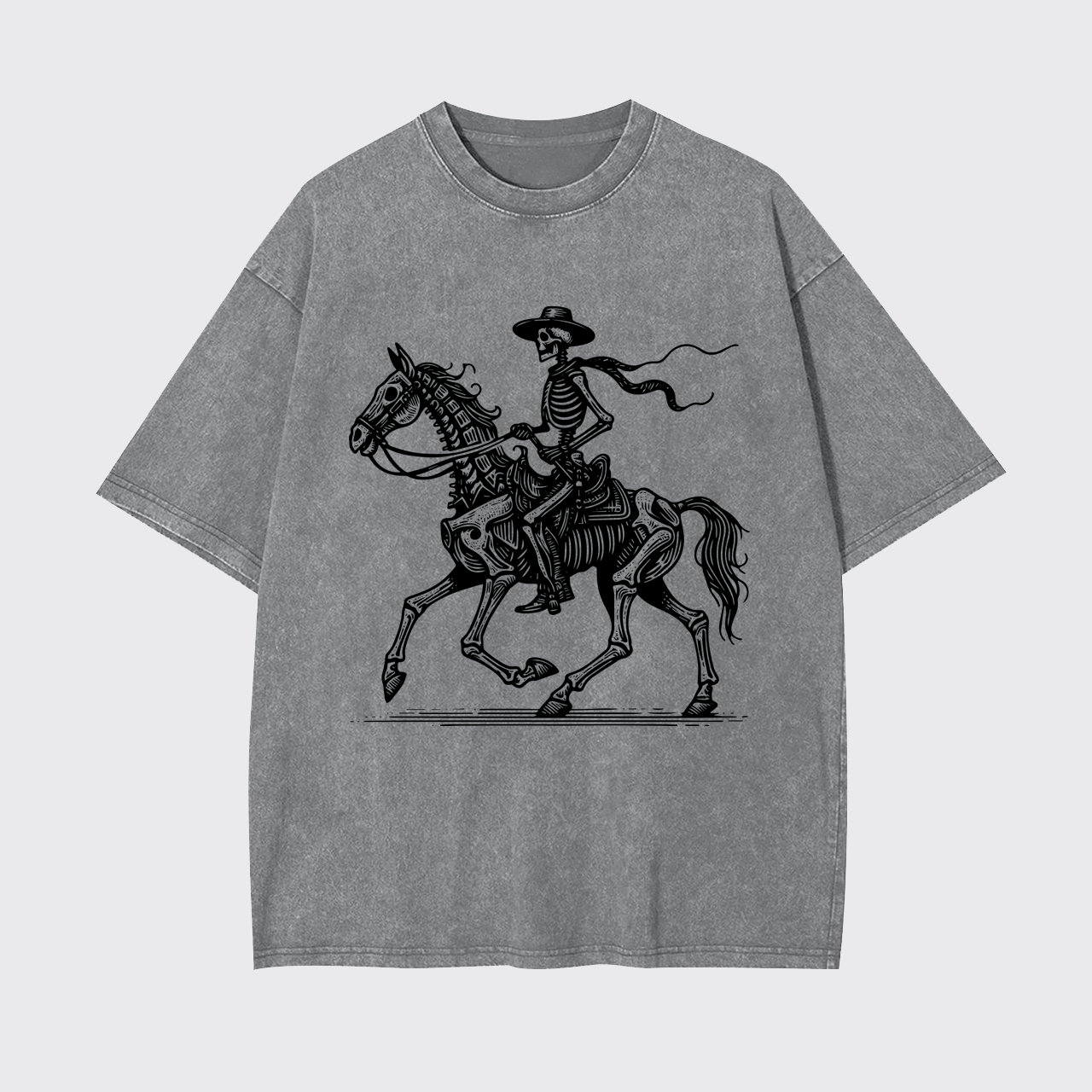 Classic Skeleton Cowboy on Horseback Garment-dye Tees