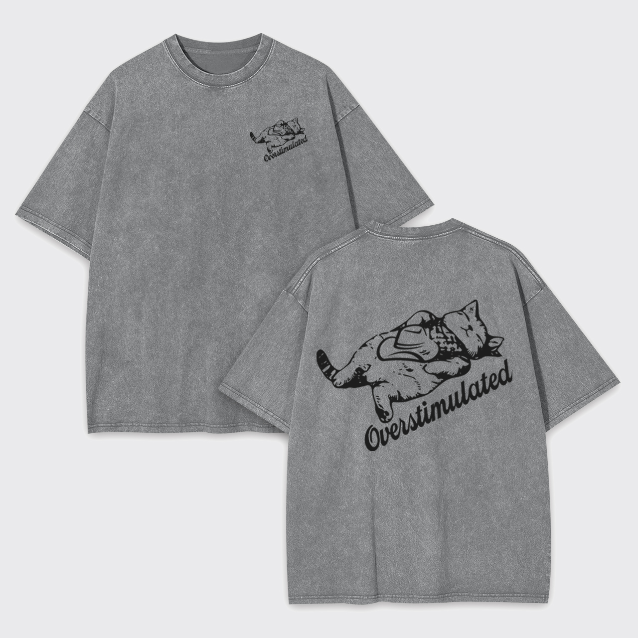 Overstimulated Cowboy Cat Garment-dye Tees